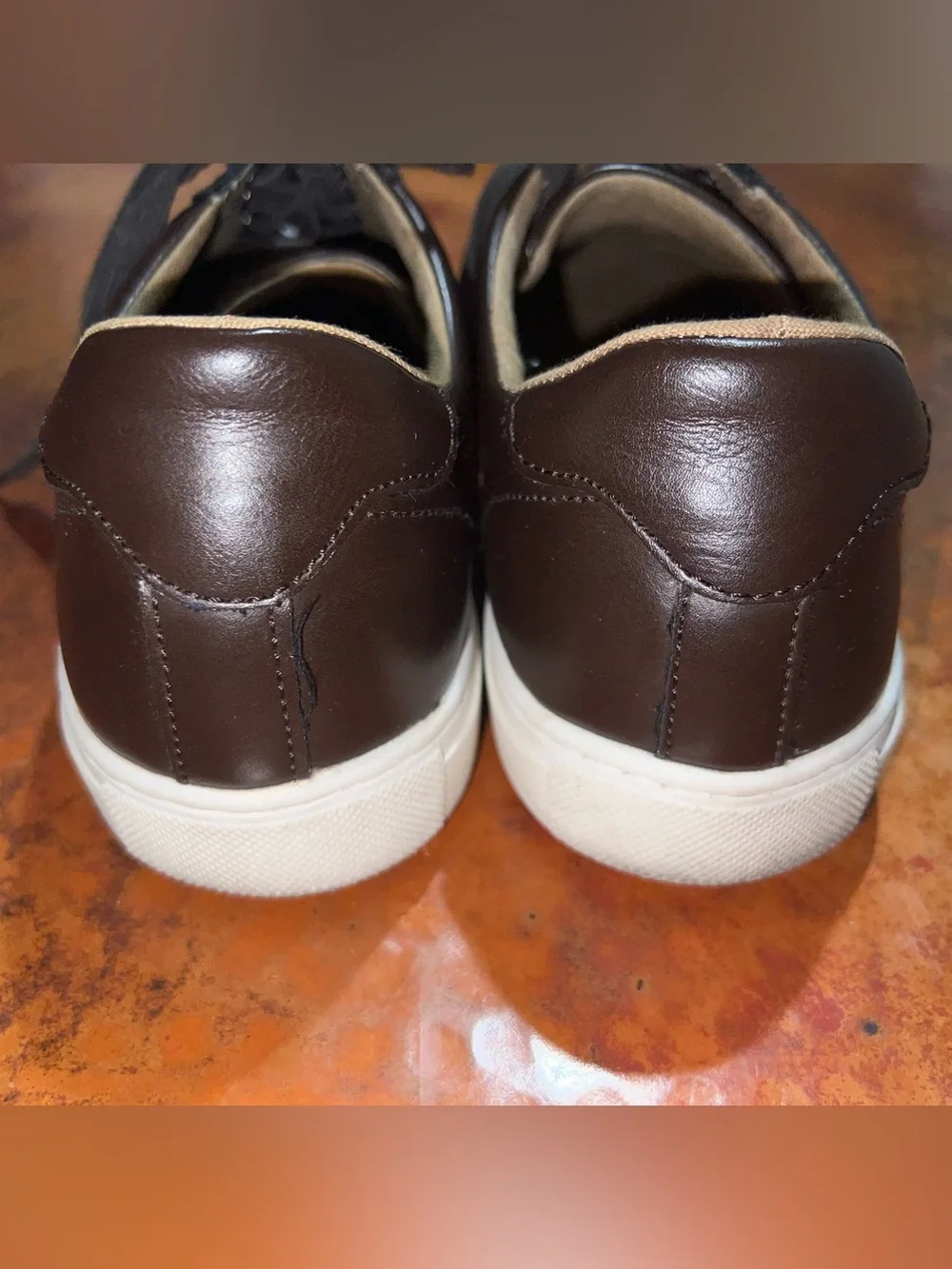 Men's Banana Republie Vegan Leather Sneakers Dark Brown Size 10